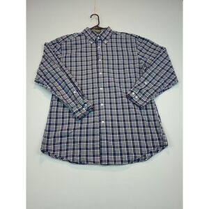 Orvis Shirt Men's M Blue/ Green Tartan Plaid Button Up Long Sleeve‎ Outdoors dad